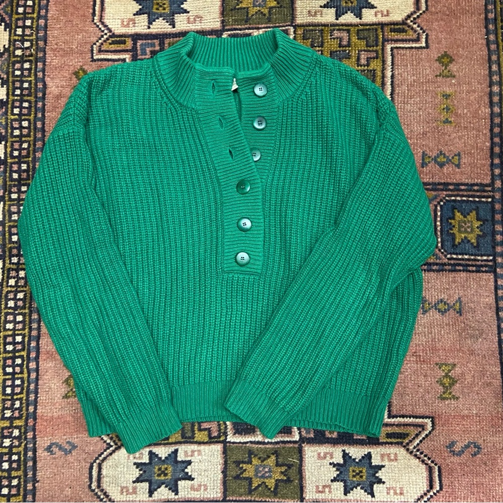 Sezane Lucas Emerald Green Sweater